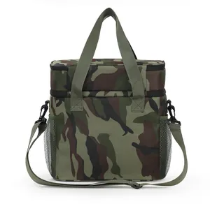 Große, doppelschichtige Thermo-Picknicktasche im Camouflage-Look für Outdoor und Camping.