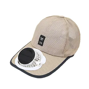 Breathable mesh baseball cap with solar-powered fan for outdoor sun protection
