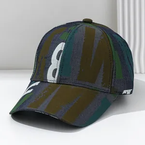 Men's stylish baseball cap with color-block brushstroke pattern and bold graphic letter print
