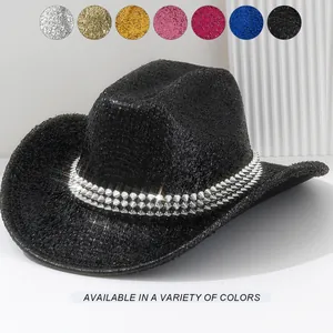 Cappello da Cowboy Western Stile Rock Con Rivetti in Metallo Y2K Hip Hop Festa Cappello di Paillettes Per Uomini Donne Unisex