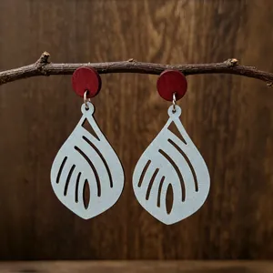 Retro Houten Bladader Traan Oorbellen Europese Landelijke Stijl Holle Bladvorm Houten Hangende Oorbellen Dames Mode Sieraden