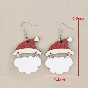 Orecchini a pendaglio con cappello di Babbo Natale e barba bianca, misura 6,5x3,3 cm