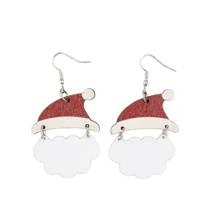 Orecchini di Natale con cappello di Babbo Natale e barba bianca per feste e vacanze
