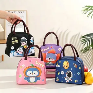 Cute Cartoon Insulated Lunch Bag Oxford Cloth Aluminum Foil Thermal Bento Tote For Students Office Picnic Waterproof Handbag