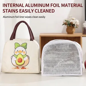 Insulated cartoon lunch bag with waterproof aluminum foil lining for thermal storage