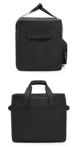 Detailansicht der großen schwarzen isolierten Picknicktasche für Outdoor-Camping