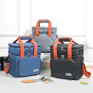 Doppelschichtige Isolierte Lunchtasche Oxford Gewebe Wasserdichte Thermische Picknick Tote Umhängetasche Für Büro Schule Outdoor Camping Erwachsene
