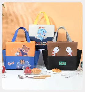 Grandi borse termiche a cartone animato con doppie tasche e simpatici motivi animali