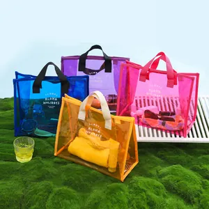 Waterproof Transparent PVC Beach Bag Summer Aloha Holidays Large Capacity Travel Storage Handbag Swimming Pool Bag For Women