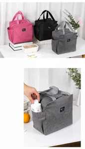 Sac à déjeuner isotherme en tissu Oxford avec poche latérale pratique pour bouteille