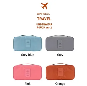 Portable travel underwear organizer pouches available in four distinct vibrant colors