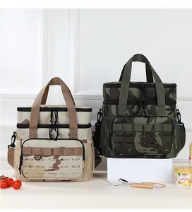 Doppellagige Camouflage-Kühltaschen für Picknick und Camping in Wüsten- und Waldmuster.