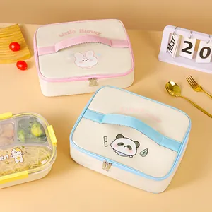 Borsa termica portatile carina con motivi a cartone di coniglio e panda per bimbi