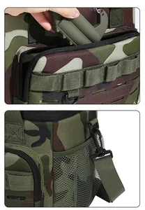 Detailansicht der MOLLE-Gurte und der Netztasche der isolierten Picknicktasche.