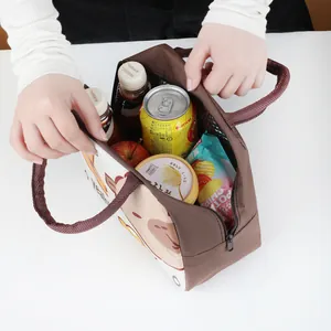 Portable cartoon insulated lunch bag with handle and large capacity for work and school