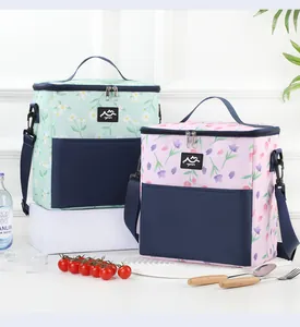 Sacs isothermes floraux menthe et rose avec bandoulière pour le camping et l'école