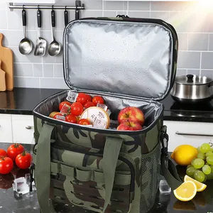 Große isolierte Picknick-Kühltasche im Camouflage-Design für Camping und Freizeit