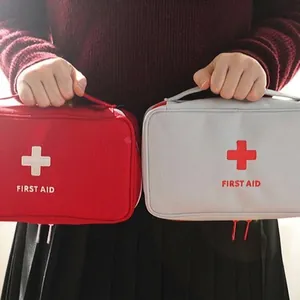 Trousse de premiers soins portable sac médical de voyage avec poignée rouge et grise