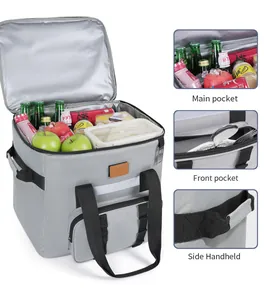 Große isolierte Kühltasche mit Hauptfach, Fronttasche und praktischem Seitengriff.
