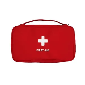 Trousse de premiers secours rouge portable avec logo croix blanche et poignée