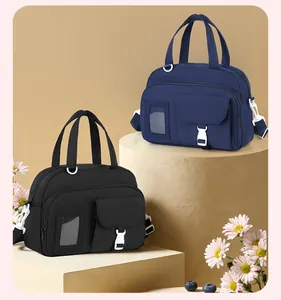 Πολυλειτουργική μοντέρνα τσάντα ita-bag μεγάλης χωρητικότητας με παράθυρο και λευκά κλιπ.