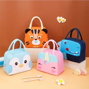 Cartoon Animal Insulated Lunch Bag Portable Oxford Cloth Thermal Bento Bag With Aluminum Foil Lining For School Office Camping Women Kids