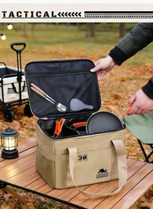 Large tactical camping storage bag for outdoor cookware and tableware organization