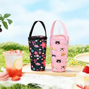 Funda para Taza Térmica Portátil de Dibujos Animados Bolsa para Botella de Agua Tela Oxford para Oficina Escuela