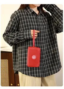 Pochette de poignet rouge à trois couches pour téléphones de 7 pouces