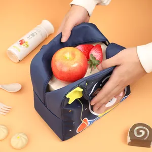 Insulated portable lunch bag for office or school with a cute cartoon astronaut design