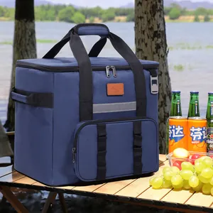 Große Kapazität Outdoor Picknick Isoliertasche Oxford Gewebe Wasserdichte Thermische Kühltasche Für Camping Reisen Lebensmittel Lagerung