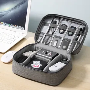 Bolsa Organizadora Electrónica de Viaje Impermeable Doble Capa Estuche para Accesorios Digitales Cables Banco de Energía Ratón