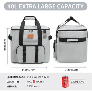 40L extra große isolierte Kühltasche für Picknick und Camping, 37 x 35,5 x 31 cm.