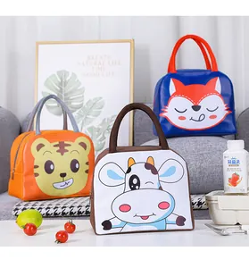 Insulated lunch bags featuring cute animal patterns for children's school meals