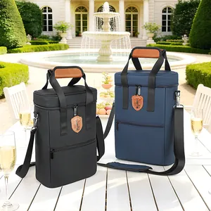 Premium isolierte Weinkühltasche für 3 Flaschen mit verstellbarem Gurt für Picknicks