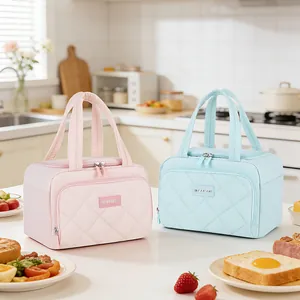 Geïsoleerde lunchtas met puff-textuur en grote capaciteit voor dames woon-werk.