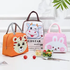 Cartoon Animal Insulated Lunch Bag Portable Nylon Thermal Bento Bag With Aluminum Foil Inner For School Office Picnic Travel