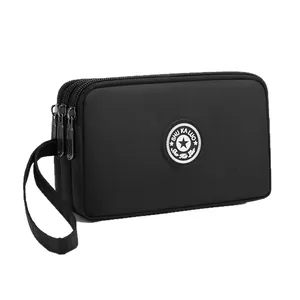 Sac de téléphone noir à trois couches en tissu 7 pouces avec patch étoile