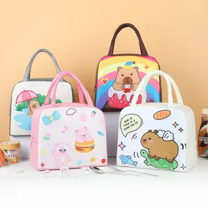 Insulated Lunch Bag For Women Kids Cute Cartoon Capybara Animal Oxford Cloth Thermal Bento Bag For School Office Picnic