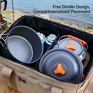 Large capacity tactical camping gear storage bag for outdoor cookware organization