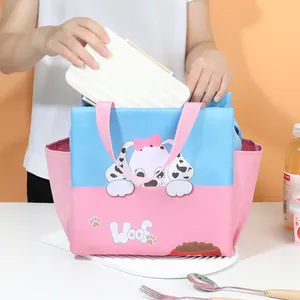 Borsa termica grande a colori vivaci con motivo a cartoni animati e tasche laterali
