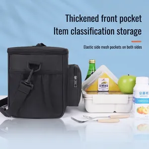 Large capacity insulated picnic bag with adjustable crossbody strap for outdoor meals