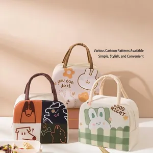 Sac à Déjeuner Isotherme Portable Animaux en Tissu Oxford Feuille d'Aluminium Pochette Thermique Bento pour Bureau École Pique-Nique Sac à Main