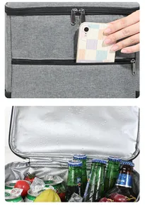 Detailed view of the insulated backpack zipper pocket and the waterproof thermal interior.