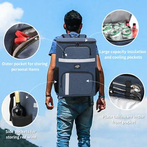 Sac à dos isotherme bleu de grande capacité pour les pique-niques et le camping