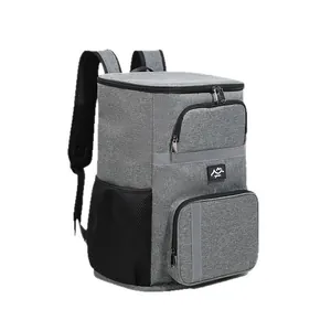 Sac à dos isotherme gris de grande capacité pour pique-nique et camping en plein air