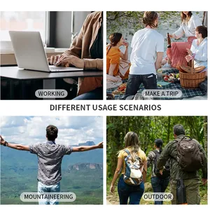 Scene dettagliate che mostrano la borsa termica usata per ufficio, picnic e trekking.
