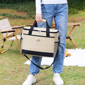 Große Kapazität Thermisch Isolierte Picknicktasche Oxford Gewebe Kühlbox Tragbare Outdoor Camping Kühltasche Lebensmittelspeicher Mit Verstellbarem Schultergurt