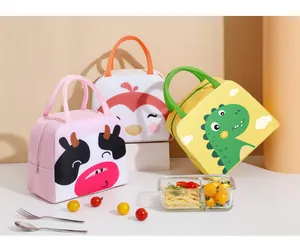 Niedliche Cartoon-Tier Isoliertaschen mit Motiven von Kuh, Vogel und Dinosaurier.