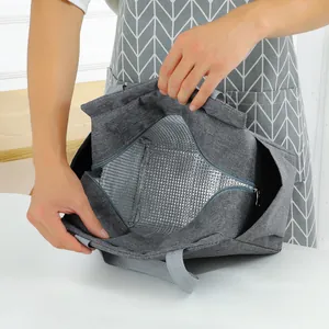 Große Isoliertasche mit Alufolie und strapazierfähigem grauem Stoff